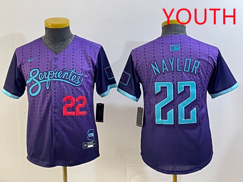 Youth 2025 Arizona Diamondback 22 Naylor Purple Joint Name Nike MLB Jersey style 4